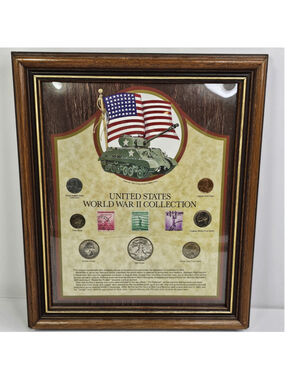United States World War II Collection Framed Coins Stamps Inc. Walking Liberty